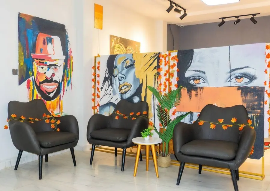 Art-lined hall